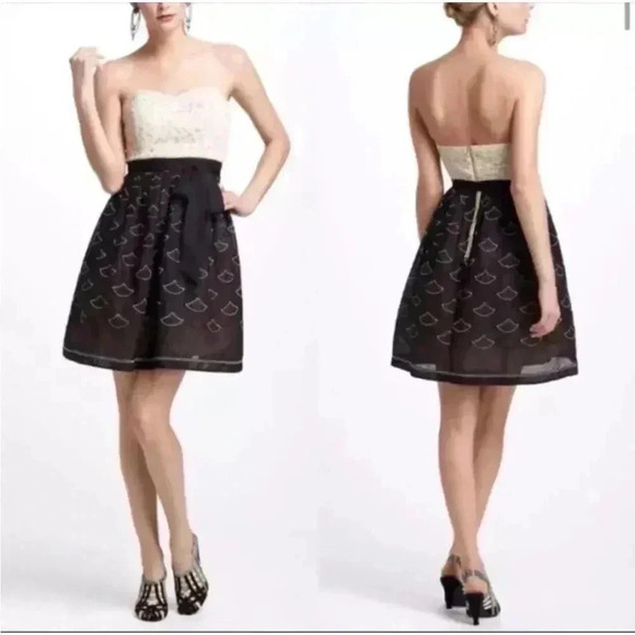 Anthropologie Dresses & Skirts - NWT Anthropologie Meadow Rue Womens 8 Lace Dress Black Ivory Strapless